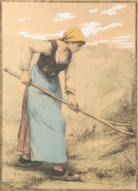 Une paysanne  la fourche par Julien Dupr