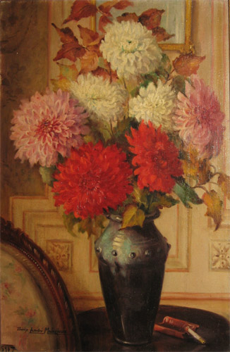 Bouquet de dahlias par Thrse Isabelle Marie Camille Malzieux