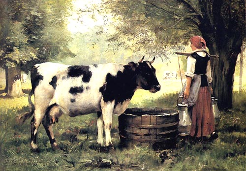 La laitiere et sa vache par Julien Dupr