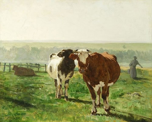 Vaches dans la prairie par Julien Dupré