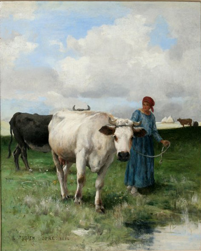 Fermire menant ses vaches par Julien Dupr