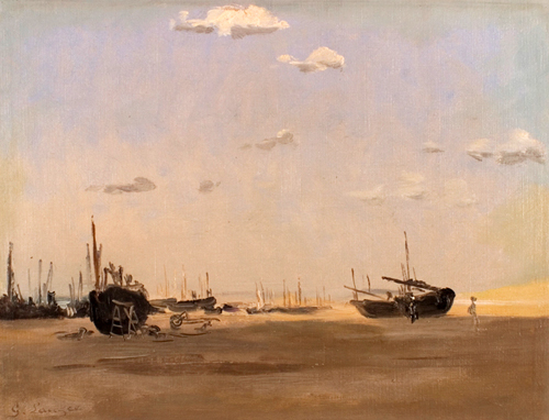 Bateaux sur la plage par Georges Paul Franois Laurent Lauge