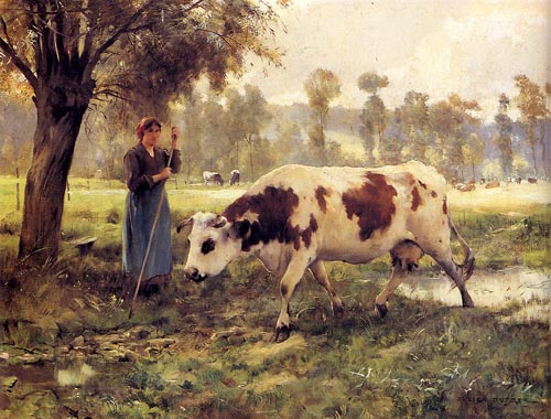 Une vache en pature par Julien Dupr