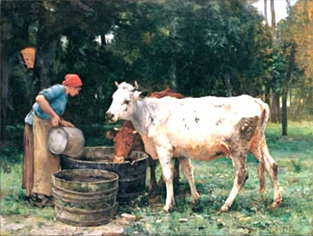 Vachere abreuvant les vaches par Julien Dupr