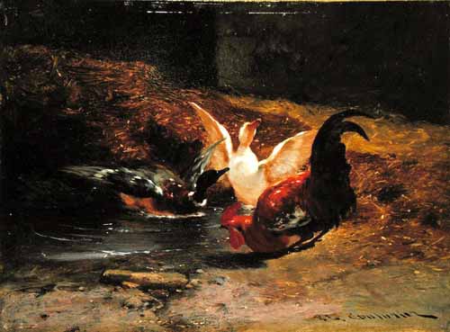 Canards et coq par Philibert Lon Couturier