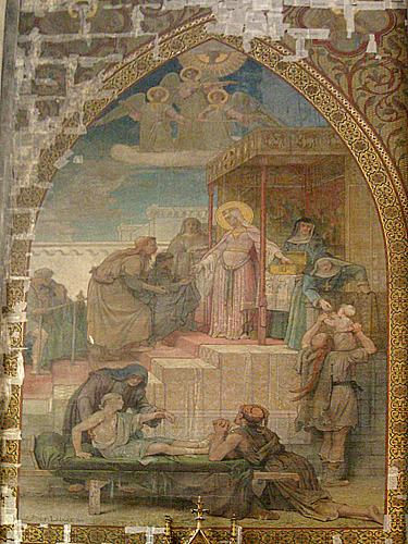 Sainte Clotilde distribuant des secours aux malades par Dsir Franois Lauge