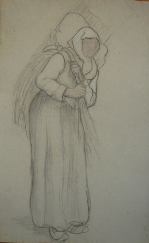 Femme avec baluchon par Georges Paul Franois Laurent Lauge