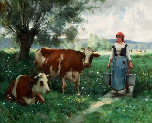 Jeune laitière au travail par Julien Dupré
