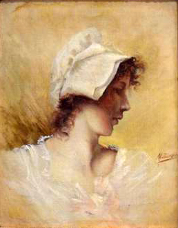 Portrait de jeune-femme à la coiffe par Marie Eléonore Françoise Laugée