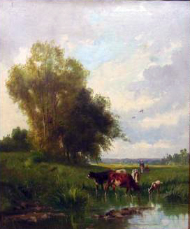 Vaches à l'abreuvoir par Marie Eléonore Françoise Laugée