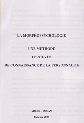 La Morphopsychologie par Michel Jacques Jouan