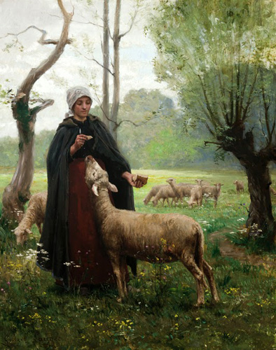 Bergre et mouton par Georges Paul Franois Laurent Lauge