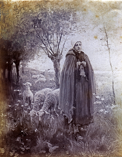 Bergère et moutons en sous-bois par Georges Paul François Laurent Laugée