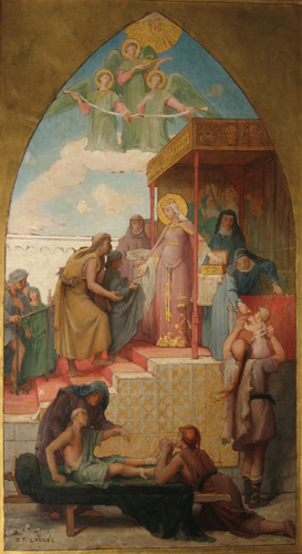 Sainte Clotilde distribuant des secours aux malades par Dsir Franois Lauge