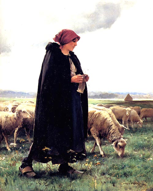 Bergere au manteau par Julien Dupr