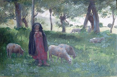 Bergre tricotant par Georges Paul Franois Laurent Lauge