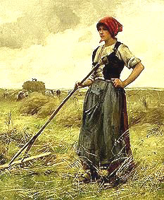 Femme faisant les foins par Julien Dupr