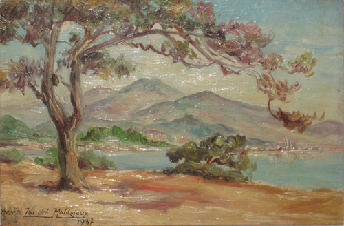 Vue de Menton par Thrse Isabelle Marie Camille Malzieux