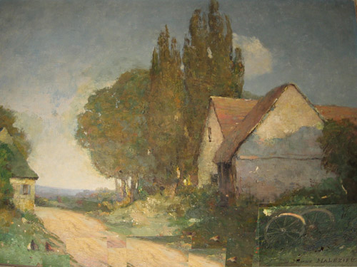 Maison et bouquet darbres par Maurice Gabriel Malzieux