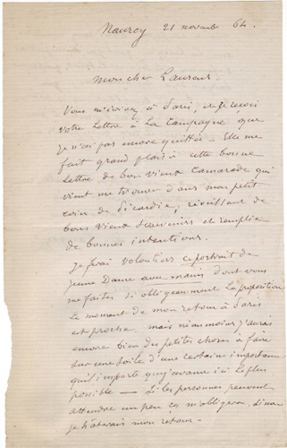 Lettre  Monsieur Laurens par Dsir Franois Lauge