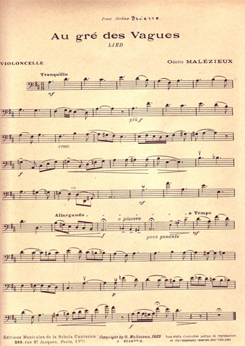 Au gr des vagues : violoncelle par Odette Malzieux