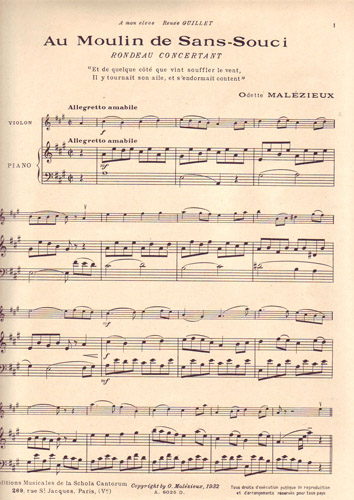 Au Moulin de Sans-Souci : piano par Odette Malzieux