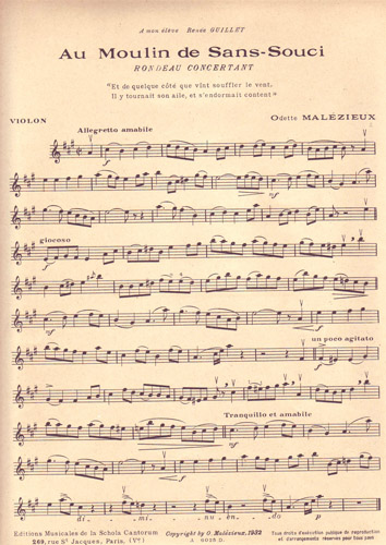Au Moulin de Sans-Souci : violon par Odette Malzieux
