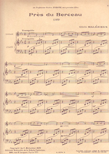 Prs du berceau : piano par Odette Malzieux