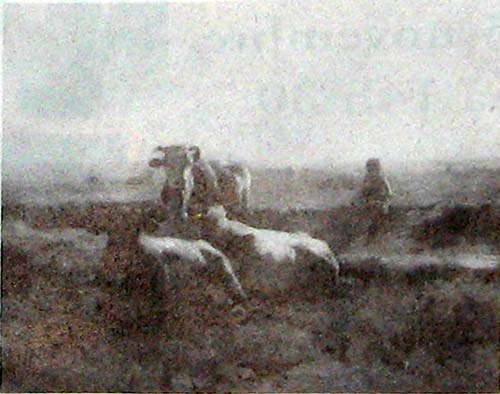 Gardienne et vaches au paturage par Dsir Franois Lauge