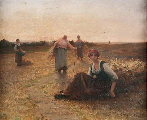 Moisson au soleil couchant par Georges Paul Franois Laurent Lauge