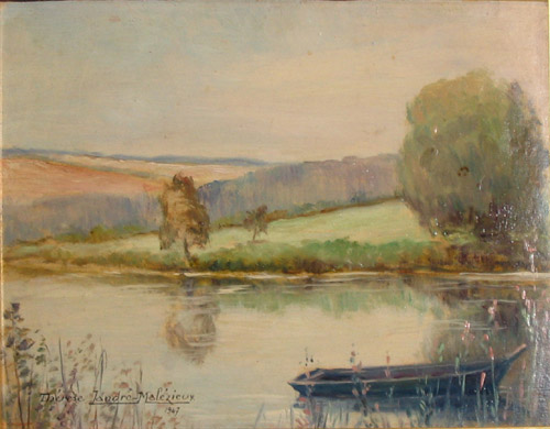 Barque sur la Sarthe par Thrse Isabelle Marie Camille Malzieux