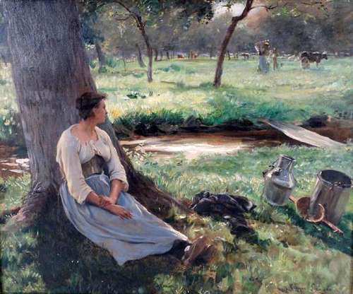 La halte de la laitire par Georges Paul Franois Laurent Lauge