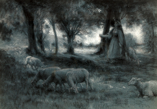 Garder le troupeau par Georges Paul Franois Laurent Lauge