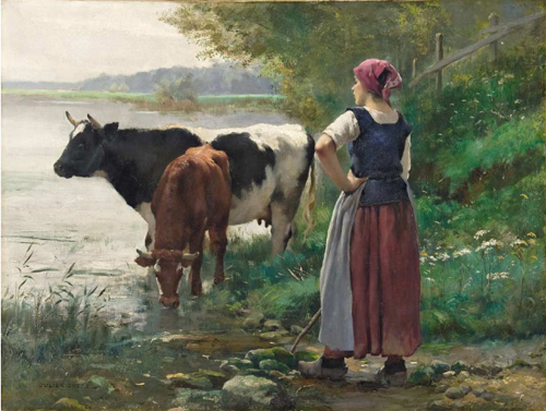 Vaches  la mare par Julien Dupr