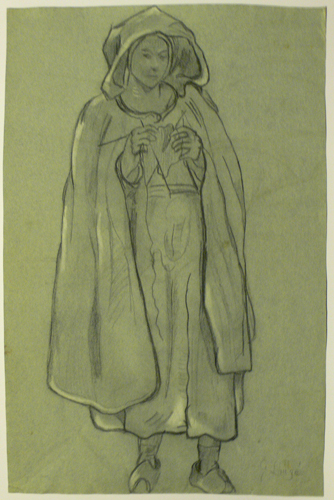 Jeune fille tricotant par Georges Paul Franois Laurent Lauge