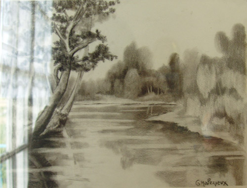 Une rivire borde darbres par Georges Edmond Achille Malzieux