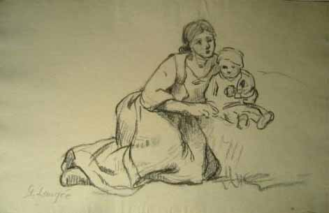 Femme avec bb par Georges Paul Franois Laurent Lauge