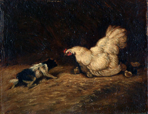 Un chien dans la basse cour par Philibert Lon Couturier