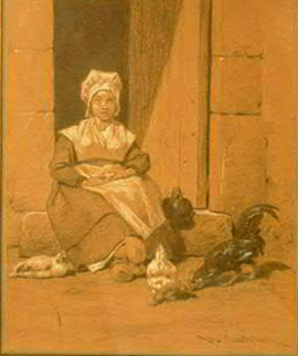 Paysanne et poules par Philibert Lon Couturier