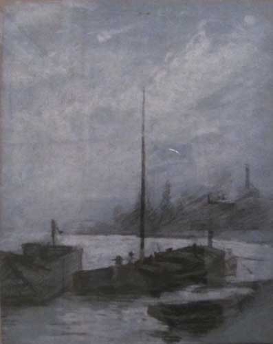 Un petit port par Georges Paul Franois Laurent Lauge