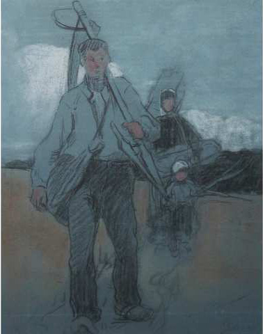 Paysans allant aux champs par Georges Paul Franois Laurent Lauge