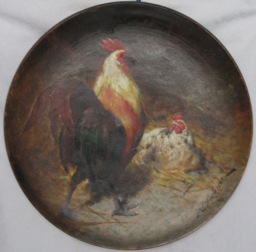 Assiette coq et poule par Philibert Lon Couturier
