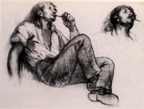 Le fumeur de pipe par Georges Paul Franois Laurent Lauge