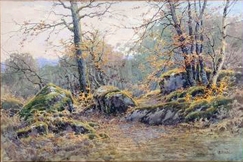 Rochers en Automne par Louis Henri Delcus