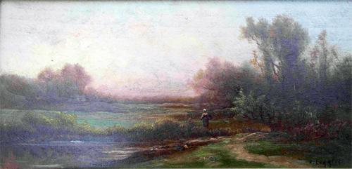 Paysage lacustre par Charles Antoine Amand Lenglet