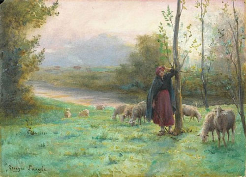 Bergre et son troupeau par Georges Paul Franois Laurent Lauge