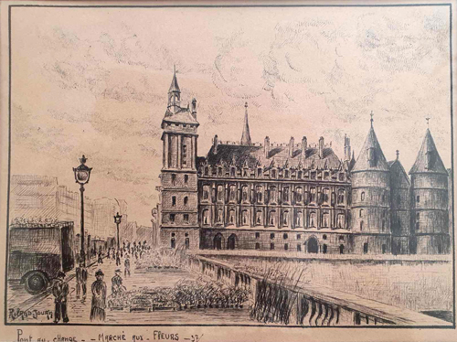 Pont au change et march aux fleurs par Franois Rolland Jouan