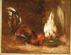 Poules et chouette par Philibert Lon Couturier