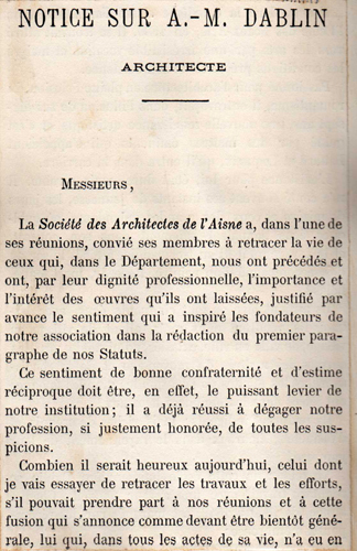 Notice sur A.-M. Dablin, architecte par Jules Charles Joachim Malzieux