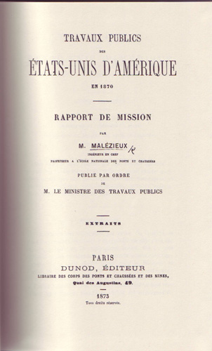 Travaux publics des tats-Unis Amerique en 1870 par Joachim Pierre Joseph Malzieux